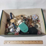 Box Lot of Assorted Jewelry and Watches