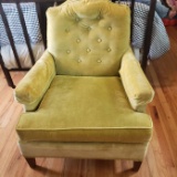 MCM Green Velvet Button Tufted Low Chair By Highland House Of Hickory