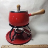 Vintage Retro Red Fondue Pot