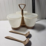 Vintage Tupperware Serving Caddy with 2 Spoons