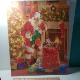 Battery Operated Light Up Santa on Canvas