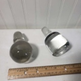 Lot of 2 Large Decanter Stoppers and Miniature Shopping Basket