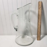 Vintage Clear Glass Pitcher with Geometric Design