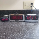 Lot of 3 Assorted Alarm Clocks, Kentech, Sharp and Timex