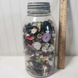 Vintage Atlas Half Gallon Jar, Zinc Lid Filled with Buttons