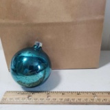 Lot of 6 Vintage Blue Glass Ornaments