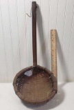 Vintage Wicker Spoon Basket with Handle - Primitive Style Decor