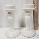 Pair of Yankee Candle Off White Porcelain Candle Holders