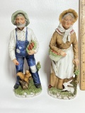 Pair of Porcelain Figurines - Old Man & Woman
