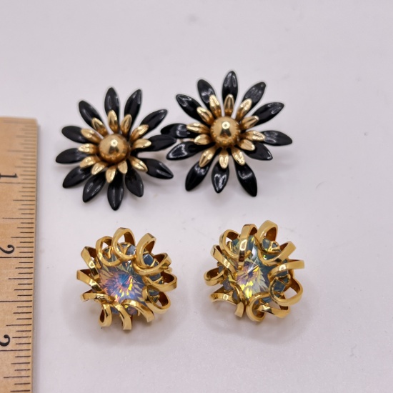 Pair of Gold Tone Clip-on Signed Sarah Coventry Earrings