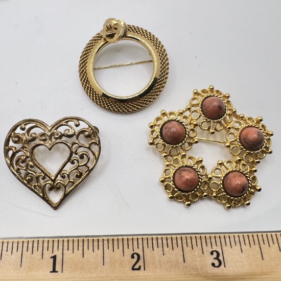 Lot of 3 Gold Tone Pins from Sarah Coventry