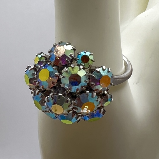 Iridescent Adjustable Ring Signed Sarah Coventry