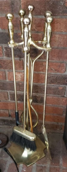 Brass Tone Fireplace Tool Set