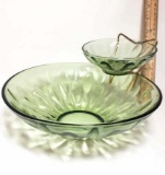 Hazel Atlas Lyric Green Flared Chip and Dip Set