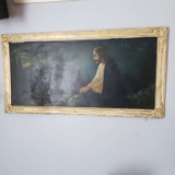 Mid Century Jesus Christ Mount of Olives on Metal in Ornate Frame