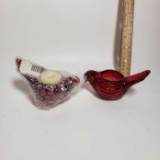 Pair of Yankee Candle Red Glass Bird Votive Holders