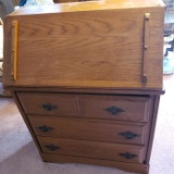 Flip Down 3-Drawer Wooden Secretary Chest