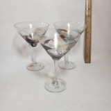 Lot of 3 Le Fleur Martini Glasses