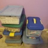 7 Small Plastic Containers of Assorted Craft Items