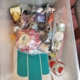 Plastic Storage Container with Candles and Accessories