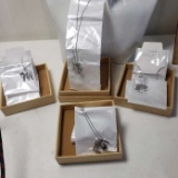 Lot of 4 Silver Tone Initial Necklaces - New with Gift Boxes