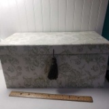 Large Floral Fabric Covered Jewelry Chest with Expandable Trays