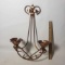Vintage Copper Tone Metal Double Rose Candle Wall Sconce
