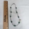 Sterling and Green Glass Beaded Necklace