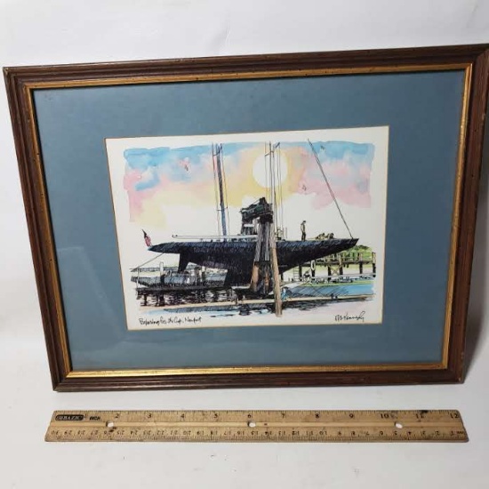 Robert E Kennedy Framed & Matted "Preparing For the Cup, Newport" Print