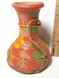Mexican Pottery Vessel with Leather Bottom