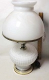 Vintage Milk Glass Lamp with Chimney