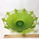 Westmoreland Glass Ring and Petal Green Satin Footed Bowl