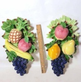 Pair of Vintage Ceramic Fruit Wall Decor - Haruta Made in Japan