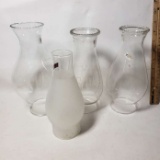 Lot of 4 Glass Chimneys -1 Etched 50TH