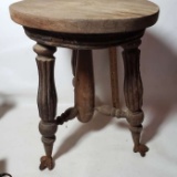 Antique Piano Stool with Cast Iron Claw Feet