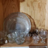 Shelf Lot of Vintage Clear Glass Items