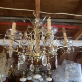 Gold Tone Chandelier with Crystals