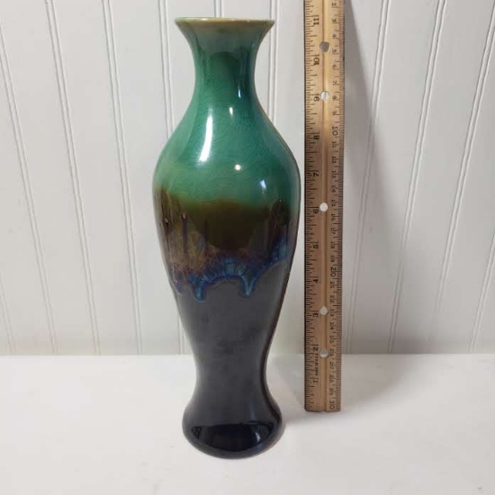 Drip Glaze Aqua and Brown Vase