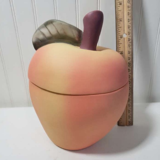 Large Peach Candle in Peach Shaped Lidded Container