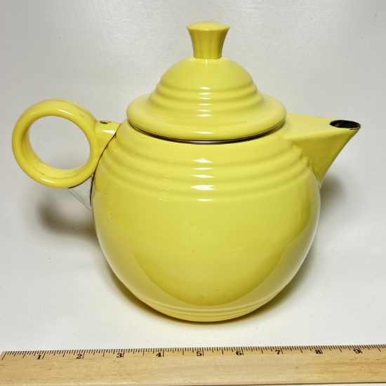 Pretty Yellow Fiesta Metal Teapot