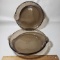 Lot of 2 Vintage Pyrex Fluted Pie Pans #229 Smokey Amber