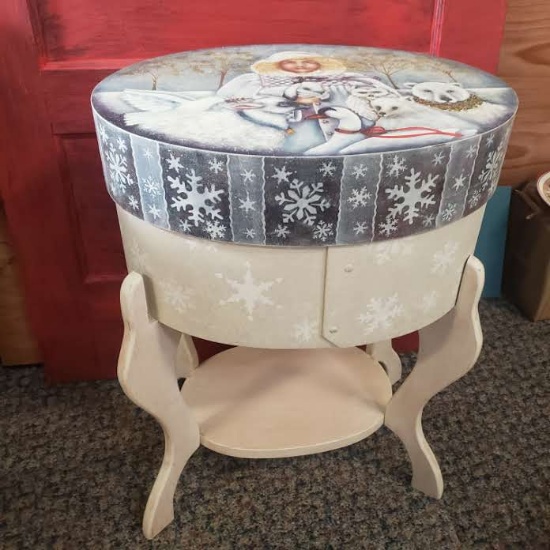Wood Stand with Decorative Wood Box