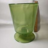 Vintage Lime Green Glass Pedestal Bowl