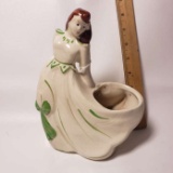 Vintage Colonial Woman Planter - Green Dress