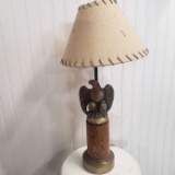 Vintage Wood and Brass Eagle Lamp