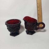 Vintage Avon Cape Cod Ruby Red Sugar and Creamer Set