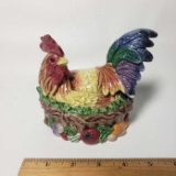 Fitz and Floyd Rooster Sugar Dish and Spoon