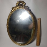 Decorative Molded Plastic Gold Tone Oval Mirror