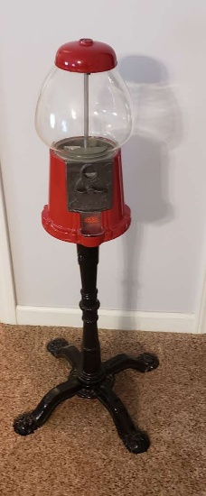 Vintage Carousel Bubble Gum Machine On Metal Stand - Works