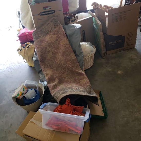 Huge Lot of Assorted Items - Rug, Household Decor, Hand Weights & More